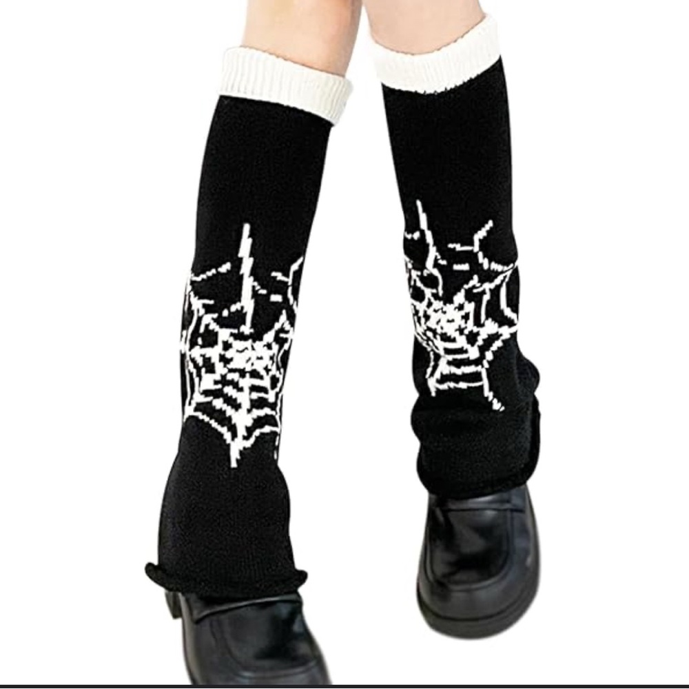 Amazon Black and White Spider Web Leg Warmers